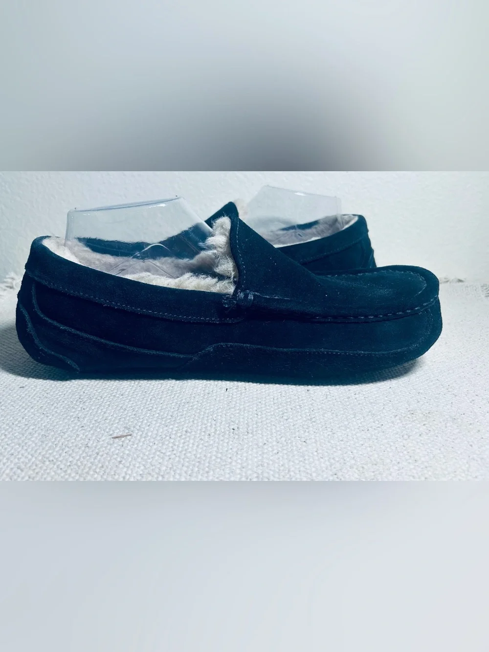 UGG Ascot Black Suede Shearling Slip-Ins
